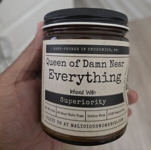 Queen of **** Near Everything Candle - Rose Scented NEW Malicious Women Co